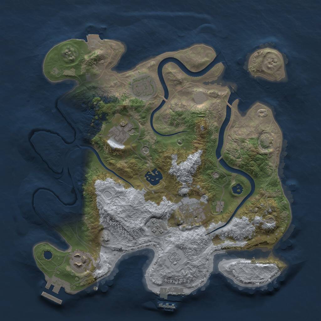 Rust Map: Procedural Map, Size: 3000, Seed: 1034411611, 12 Monuments