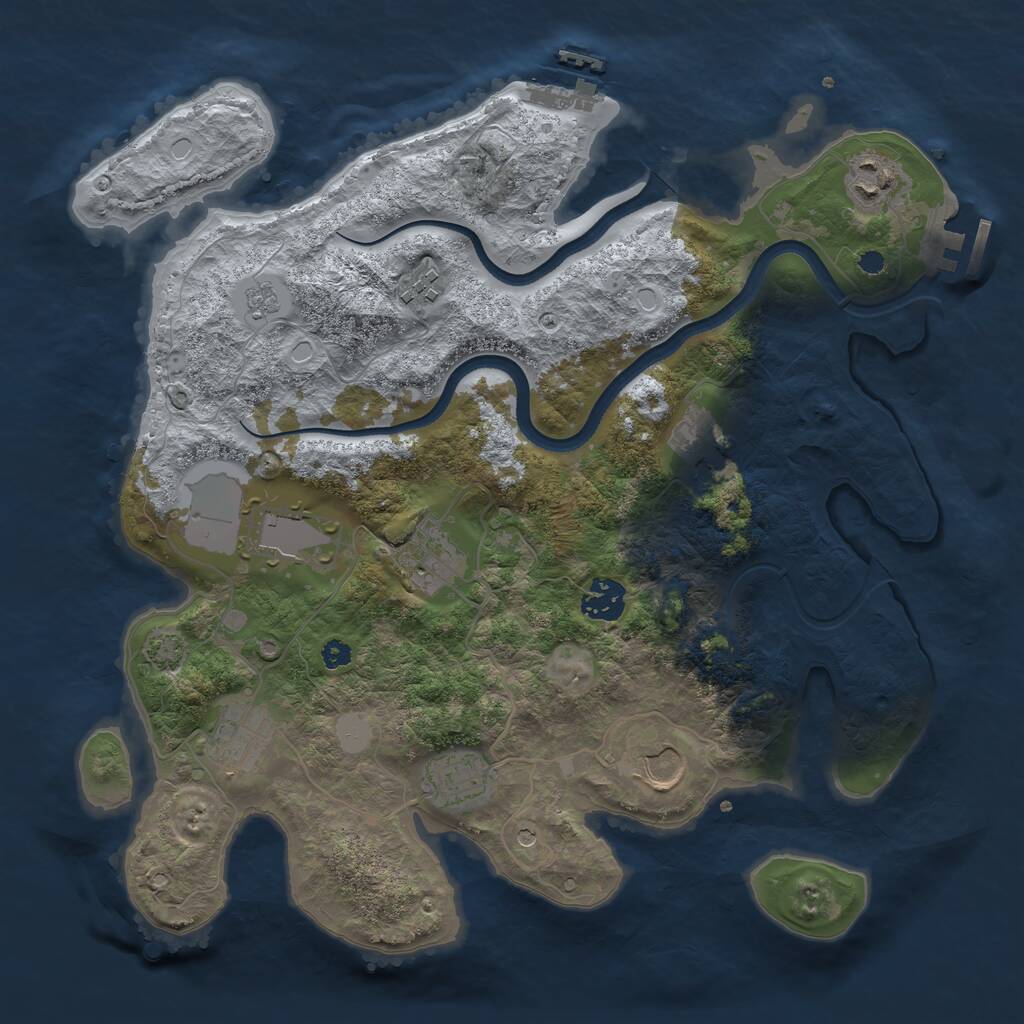 Rust Map: Procedural Map, Size: 3500, Seed: 1150233279, 15 Monuments