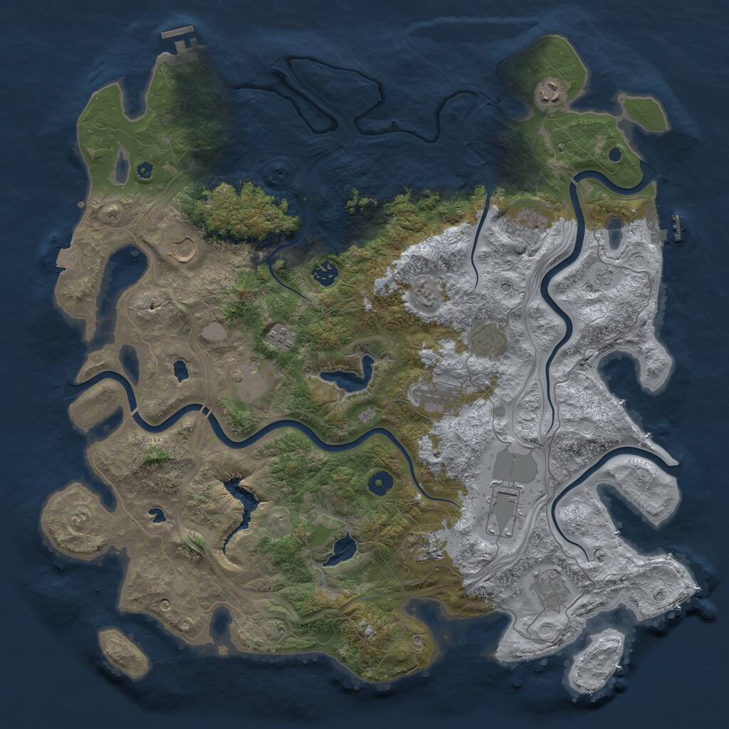 Rust Map: Procedural Map, Size: 4500, Seed: 1041990742, 17 Monuments