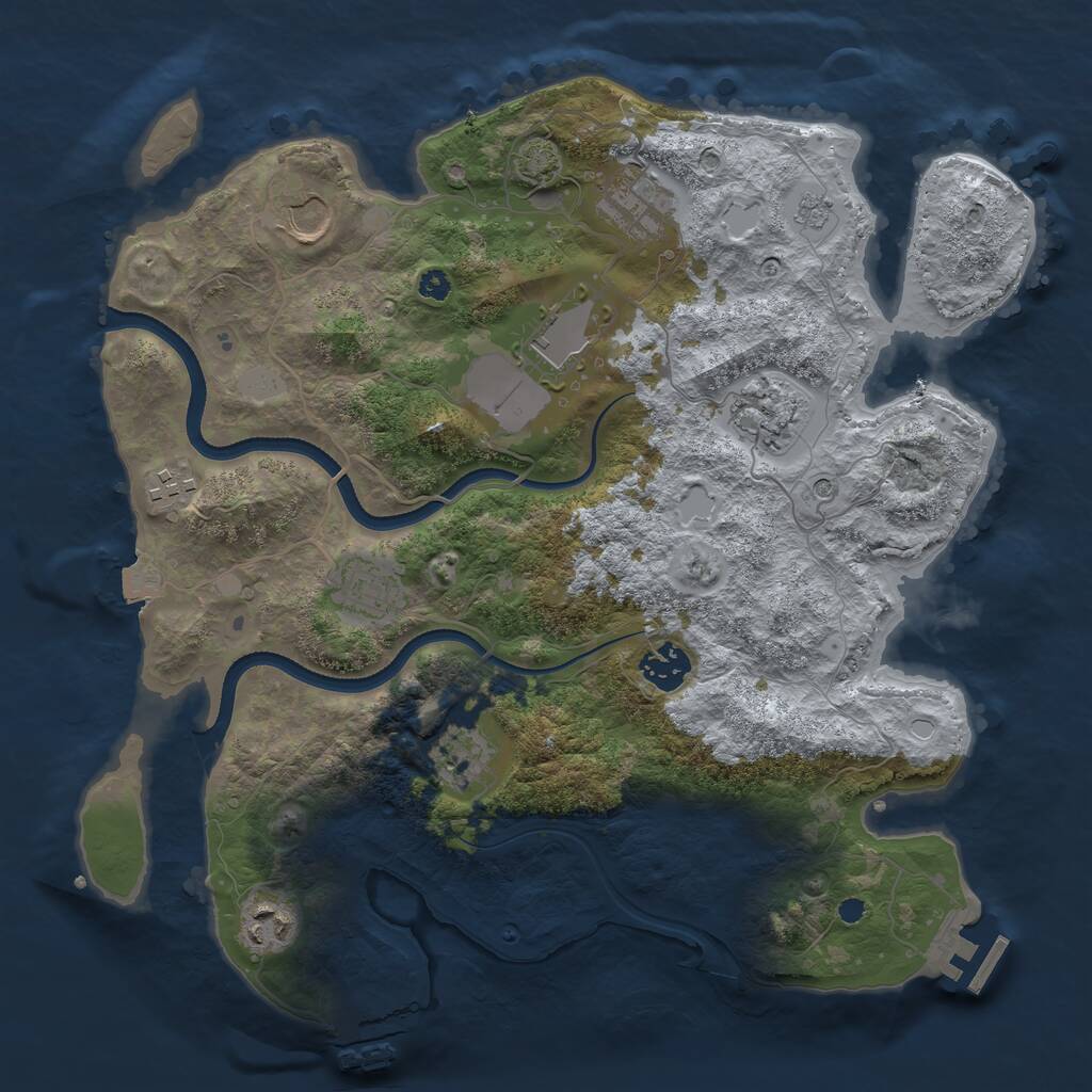 Rust Map: Procedural Map, Size: 3500, Seed: 1393507256, 15 Monuments