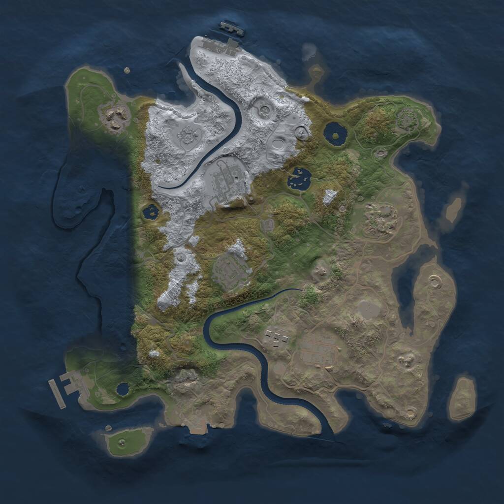 Rust Map: Procedural Map, Size: 3250, Seed: 1869626061, 13 Monuments