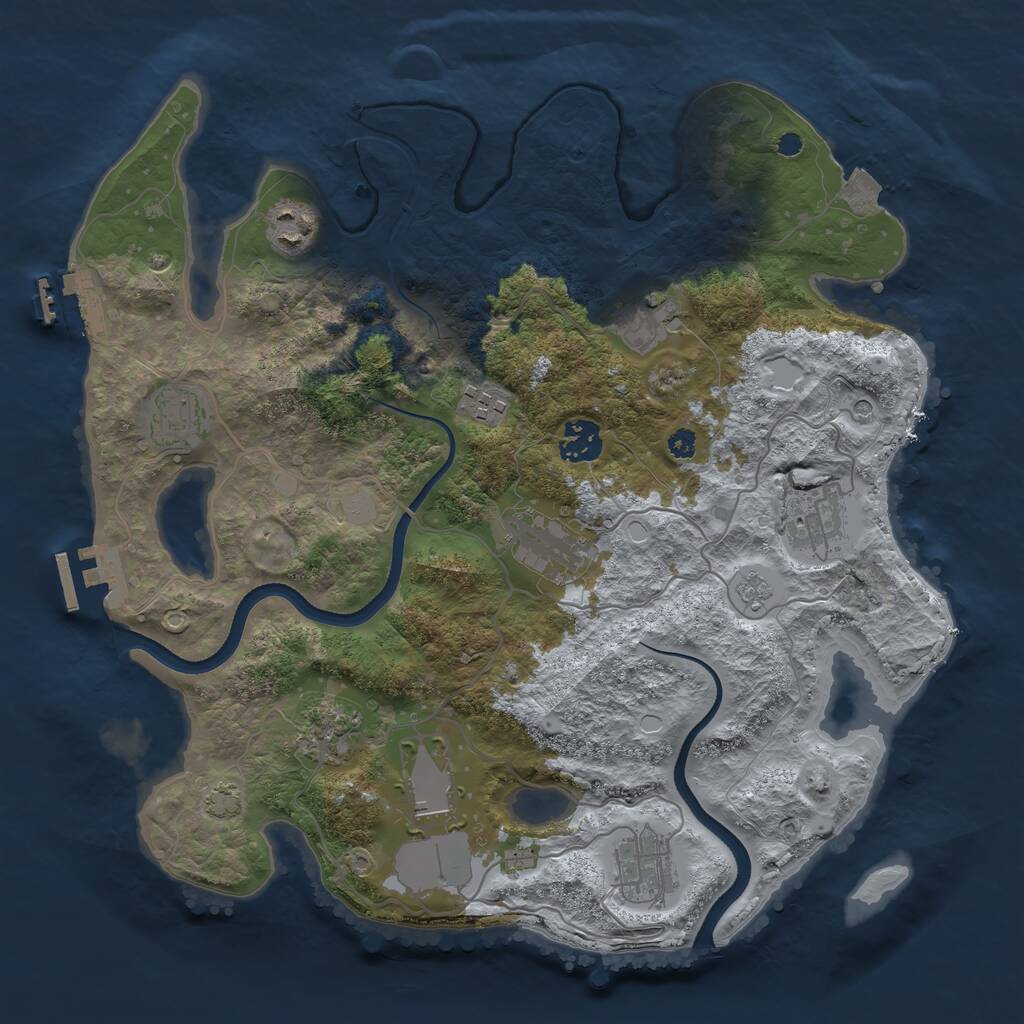 Rust Map: Procedural Map, Size: 3500, Seed: 23374929, 16 Monuments