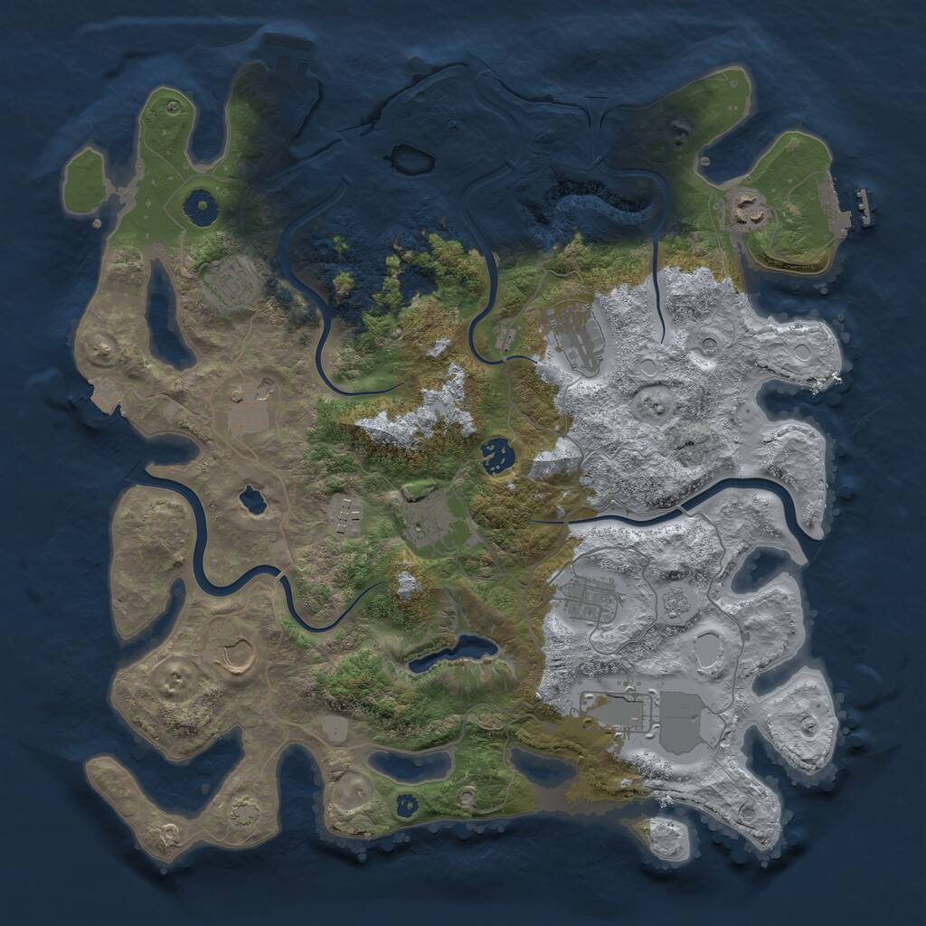 Rust Map: Procedural Map, Size: 4000, Seed: 1672247718, 16 Monuments