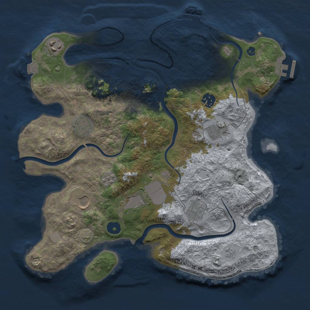 Rust Map: Procedural Map, Size: 3500, Seed: 68836, 14 Monuments