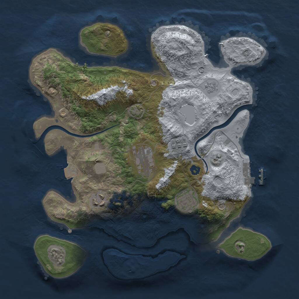 Rust Map: Procedural Map, Size: 3000, Seed: 2008858903, 9 Monuments