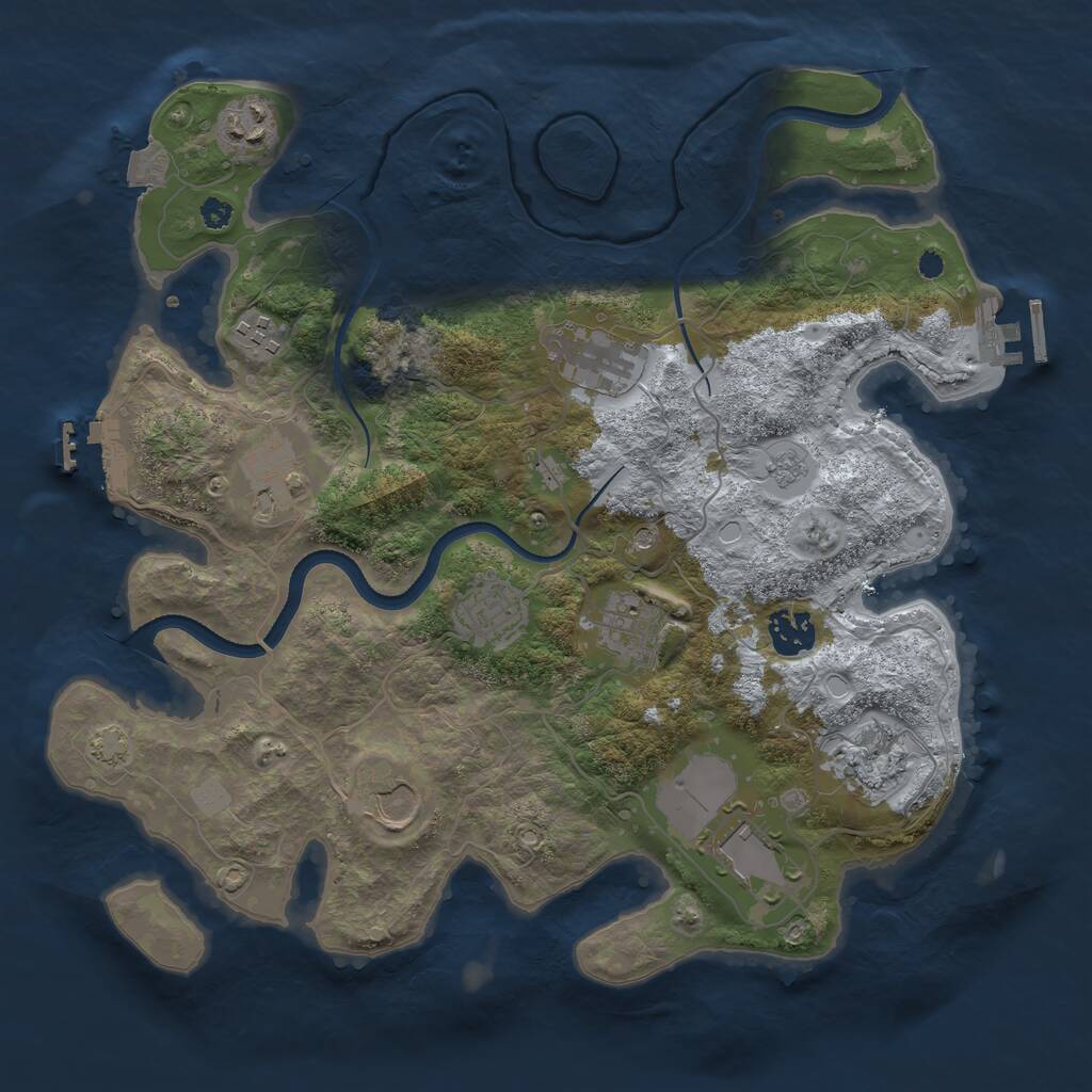 Rust Map: Procedural Map, Size: 3500, Seed: 815645213, 16 Monuments