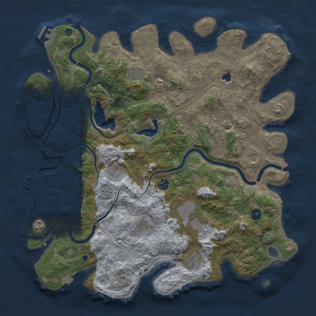 Rust Map: Procedural Map, Size: 4450, Seed: 1054119683, 16 Monuments
