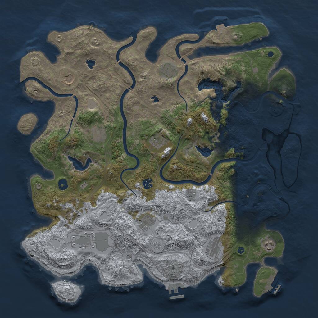 Rust Map: Procedural Map, Size: 4500, Seed: 1858226485, 17 Monuments