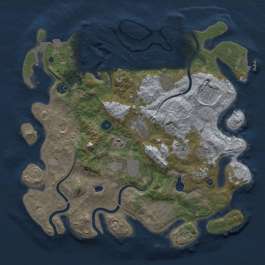 Rust Map: Procedural Map, Size: 4050, Seed: 386478564, 16 Monuments