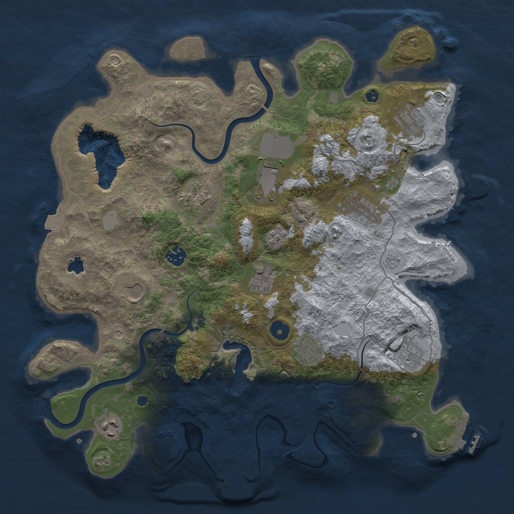 Rust Map: Procedural Map, Size: 4000, Seed: 61887, 17 Monuments