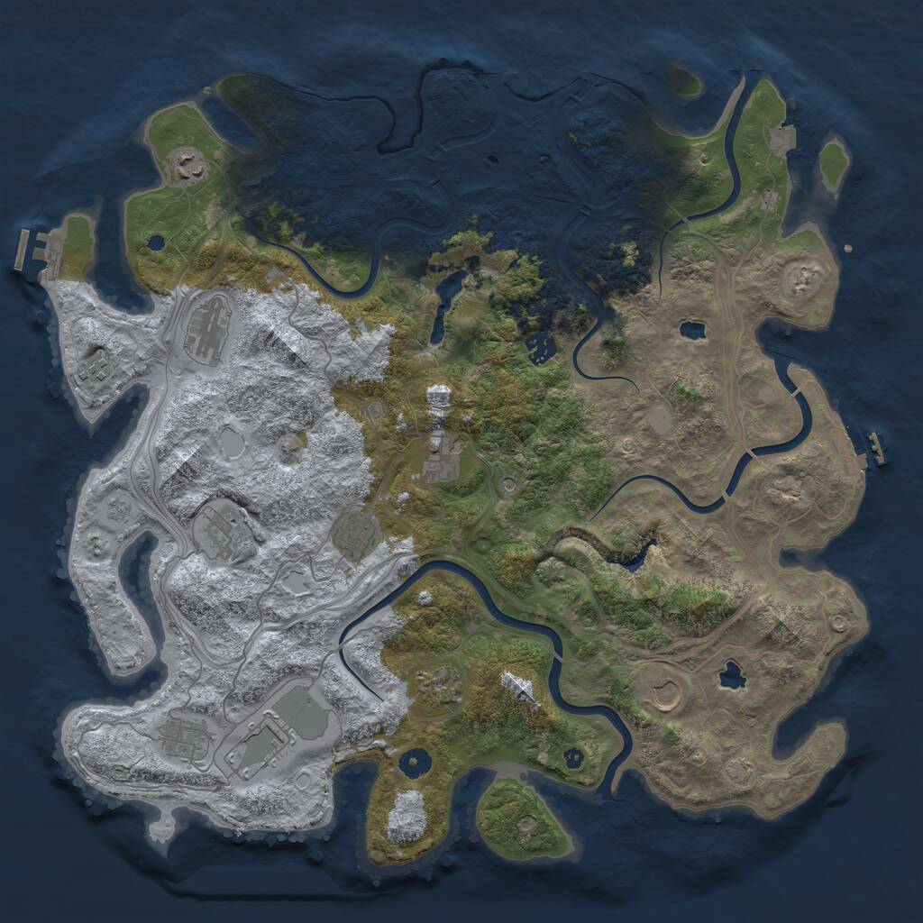 Rust Map: Procedural Map, Size: 4500, Seed: 1323965639, 17 Monuments