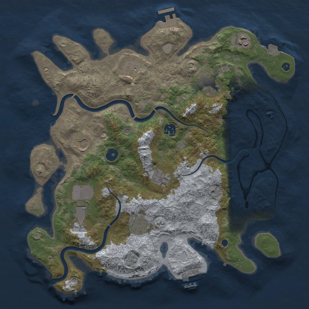 Rust Map: Procedural Map, Size: 3800, Seed: 21025, 15 Monuments