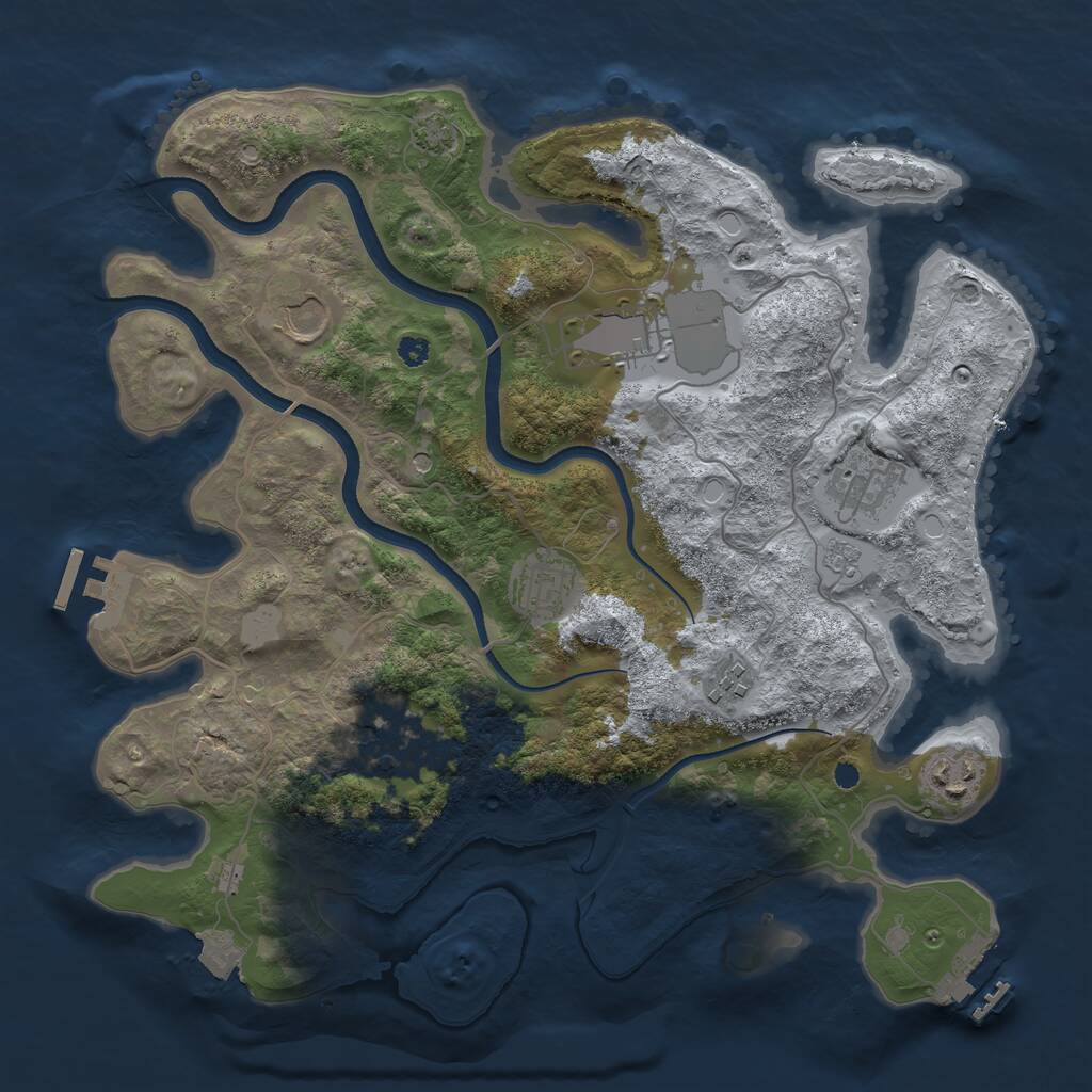 Rust Map: Procedural Map, Size: 3500, Seed: 1405811845, 13 Monuments