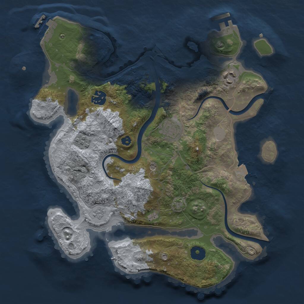 Rust Map: Procedural Map, Size: 3100, Seed: 2043491895, 10 Monuments
