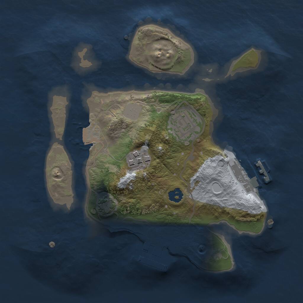 Rust Map: Procedural Map, Size: 2100, Seed: 1035578227, 6 Monuments