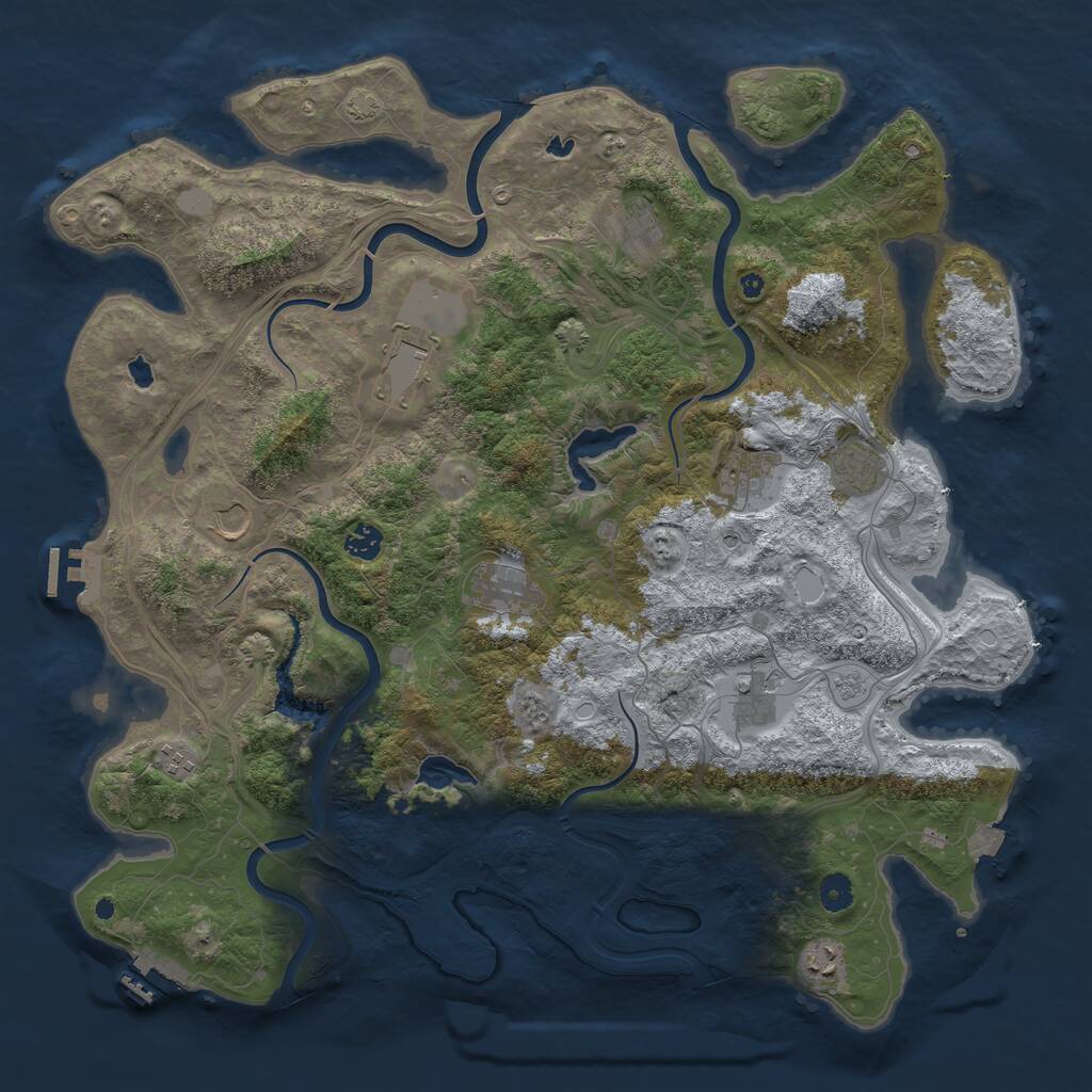 Rust Map: Procedural Map, Size: 4500, Seed: 774258450, 16 Monuments