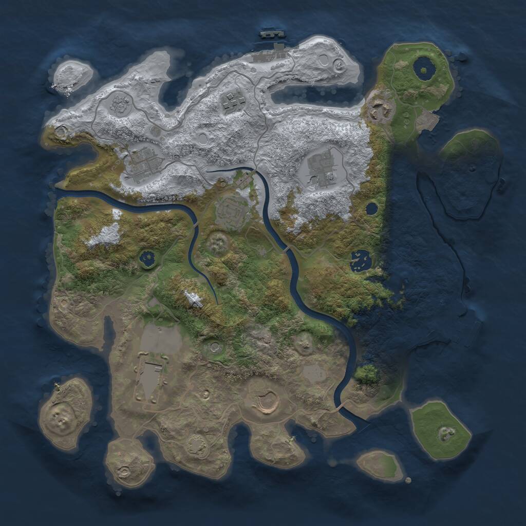 Rust Map: Procedural Map, Size: 3500, Seed: 1557458716, 14 Monuments