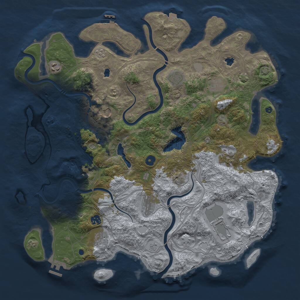 Rust Map: Procedural Map, Size: 4500, Seed: 992193339, 16 Monuments