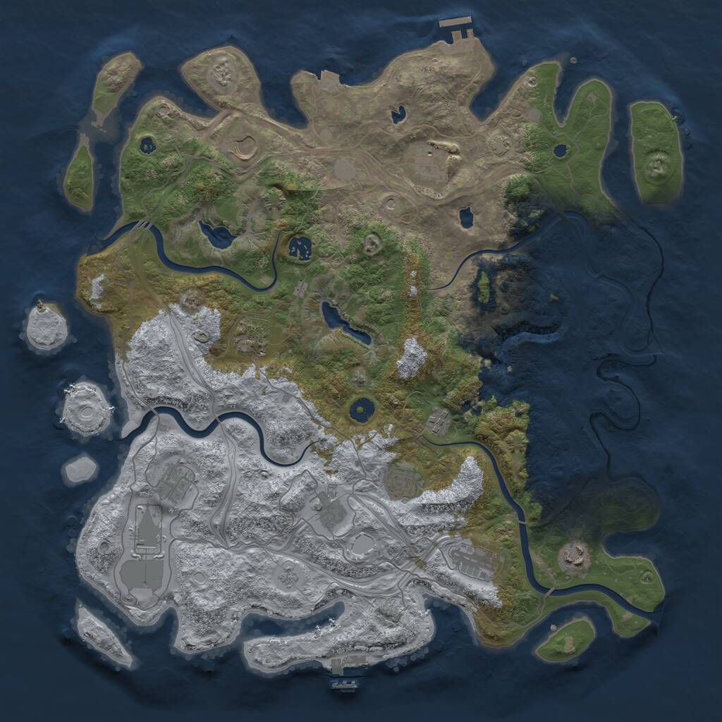 Rust Map: Procedural Map, Size: 4500, Seed: 1860263856, 17 Monuments