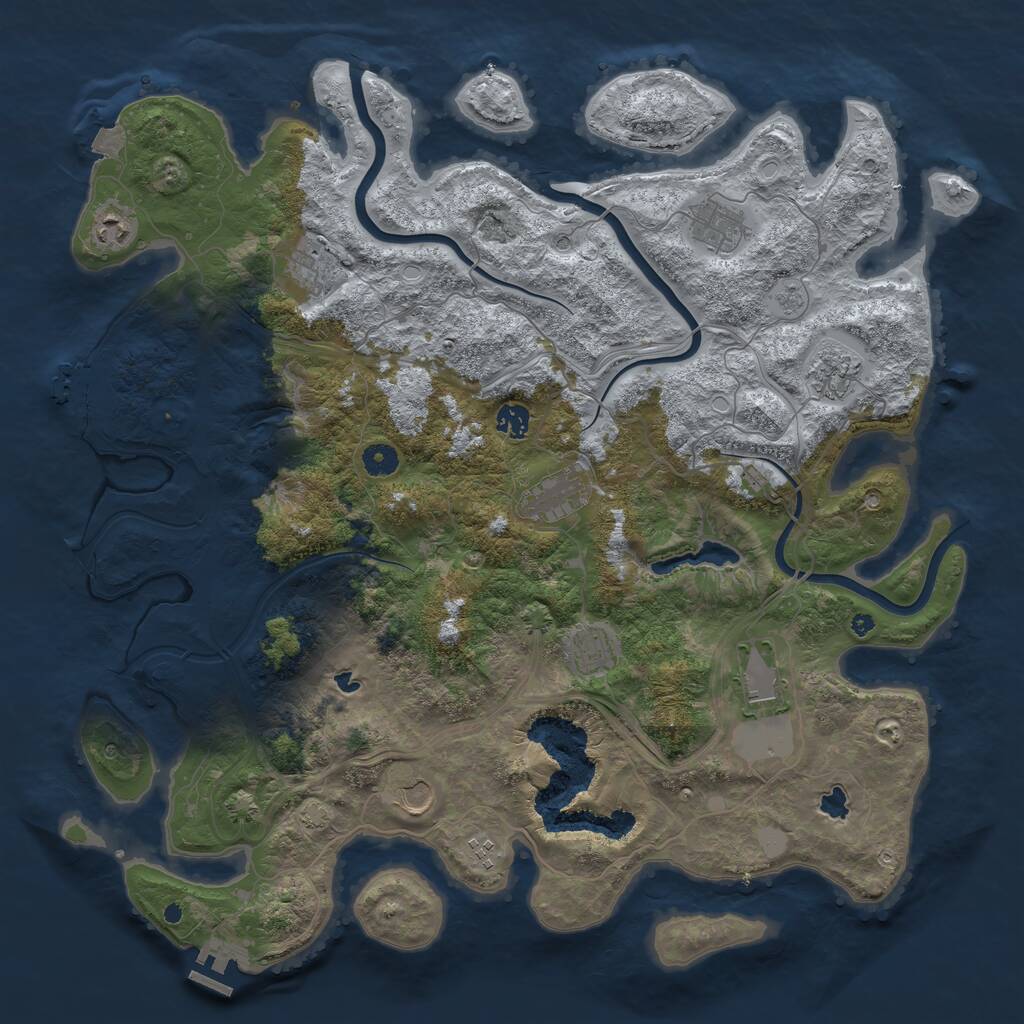 Rust Map: Procedural Map, Size: 4500, Seed: 1189906285, 16 Monuments