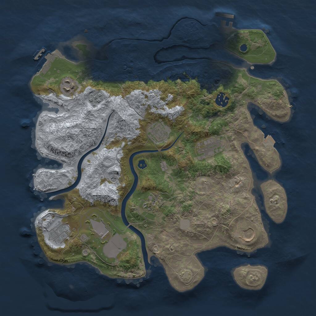Rust Map: Procedural Map, Size: 3500, Seed: 5186, 14 Monuments