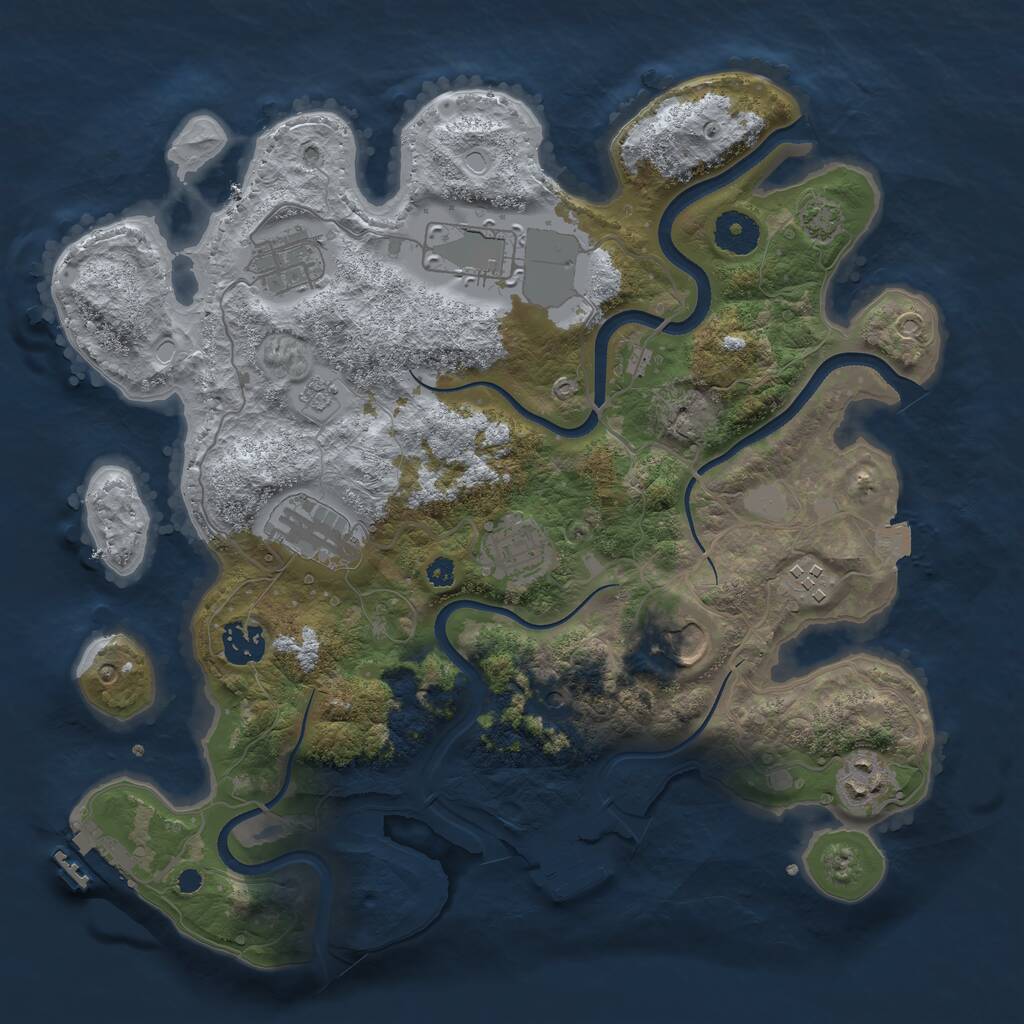 Rust Map: Procedural Map, Size: 3500, Seed: 17975, 14 Monuments