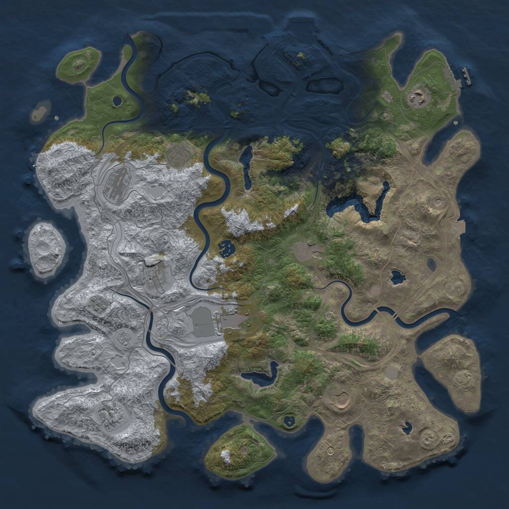 Rust Map: Procedural Map, Size: 4500, Seed: 855155530, 16 Monuments