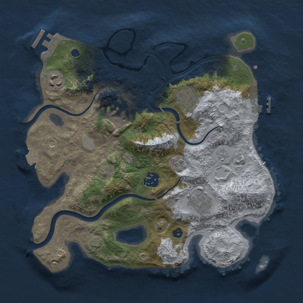 Rust Map: Procedural Map, Size: 3000, Seed: 851629842, 12 Monuments
