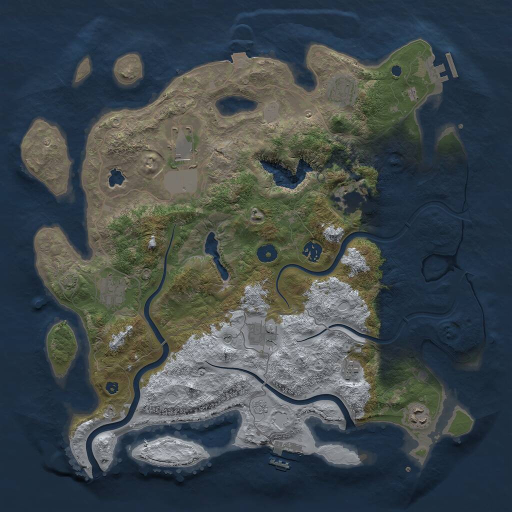 Rust Map: Procedural Map, Size: 4000, Seed: 535390629, 14 Monuments