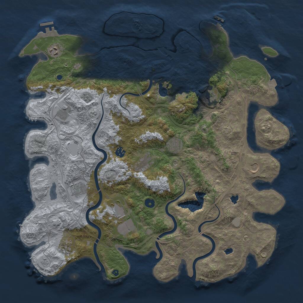 Rust Map: Procedural Map, Size: 4600, Seed: 1860545339, 17 Monuments