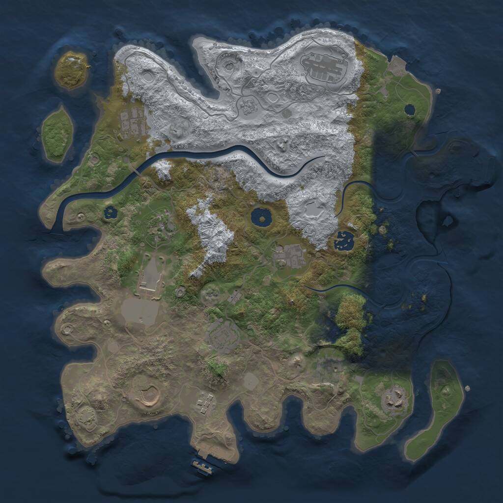 Rust Map: Procedural Map, Size: 3700, Seed: 1680289642, 17 Monuments