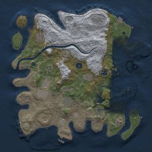Thumbnail Rust Map: Procedural Map, Size: 3700, Seed: 1680289642, 17 Monuments
