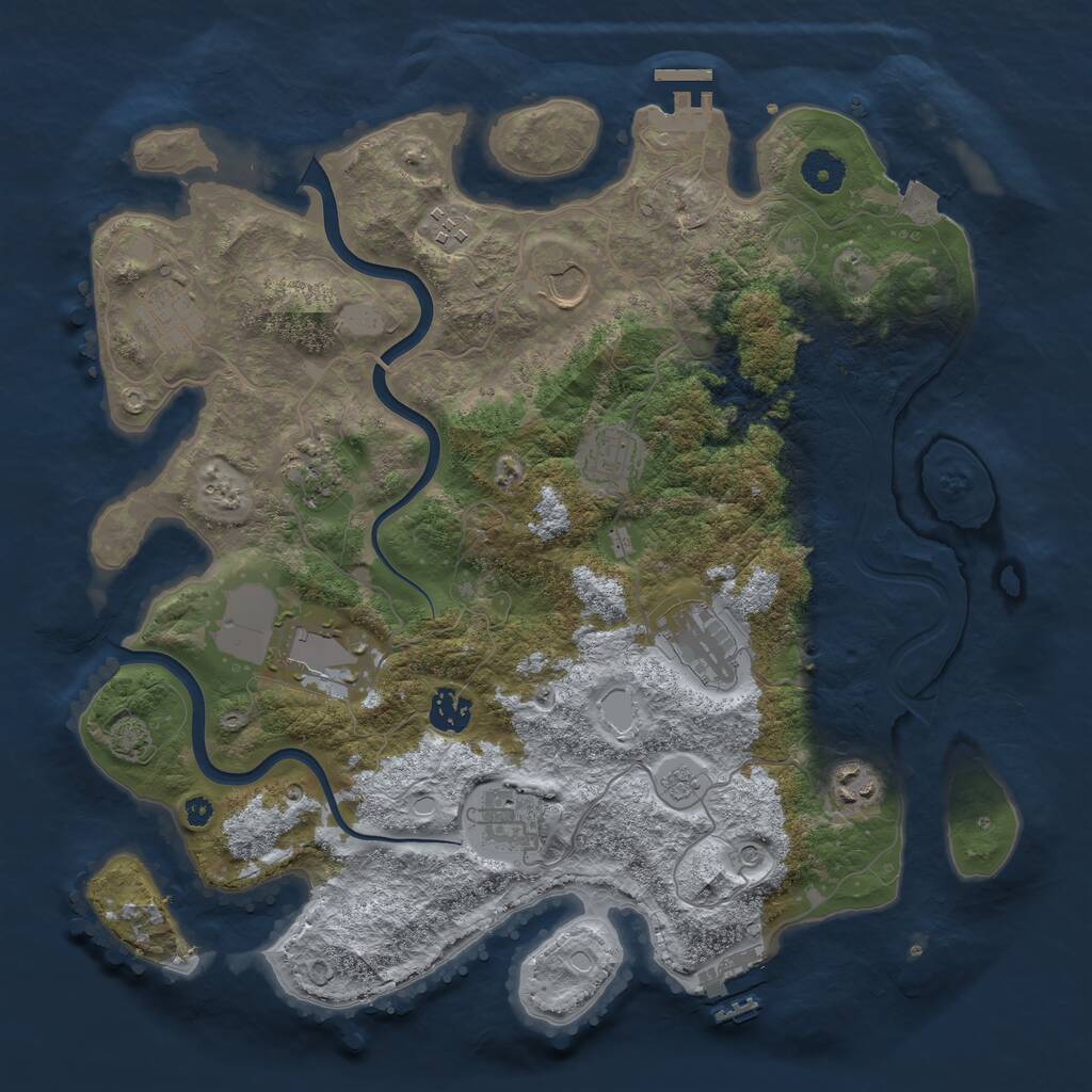 Rust Map: Procedural Map, Size: 3800, Seed: 42153, 16 Monuments