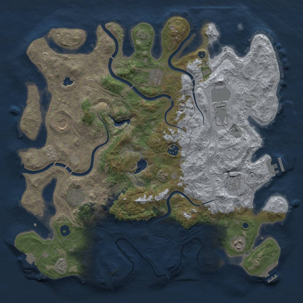 Rust Map: Procedural Map, Size: 4250, Seed: 500040207, 14 Monuments