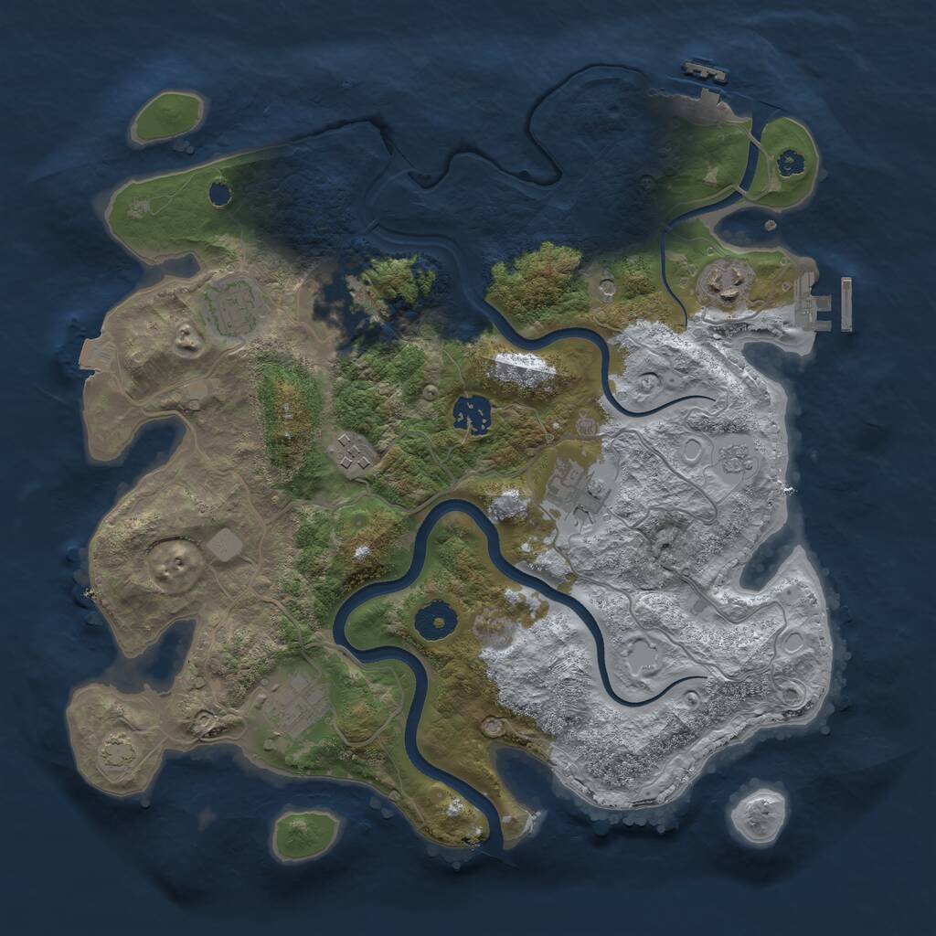 Rust Map: Procedural Map, Size: 3500, Seed: 1781351142, 13 Monuments