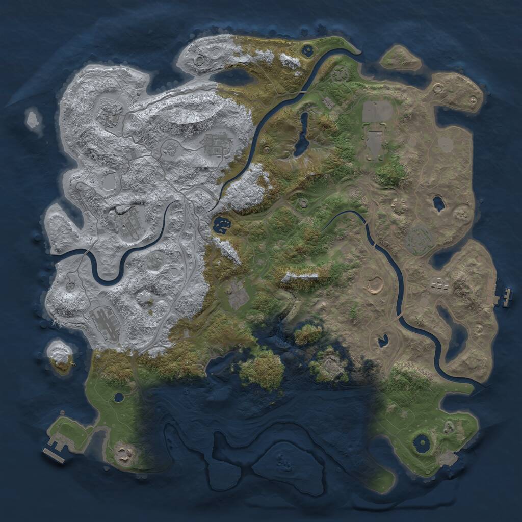 Rust Map: Procedural Map, Size: 4500, Seed: 138245, 17 Monuments