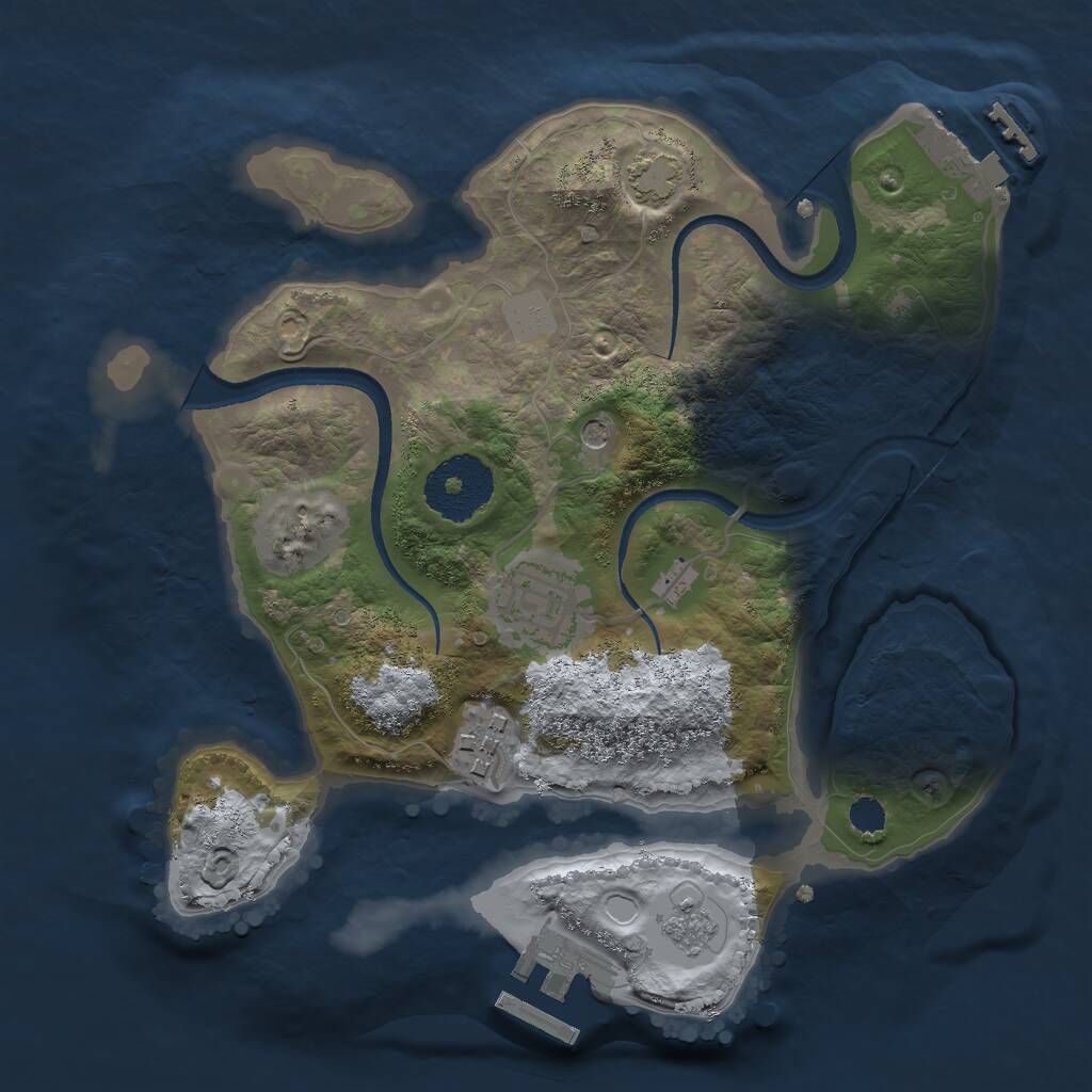 Rust Map: Procedural Map, Size: 2500, Seed: 843721, 8 Monuments