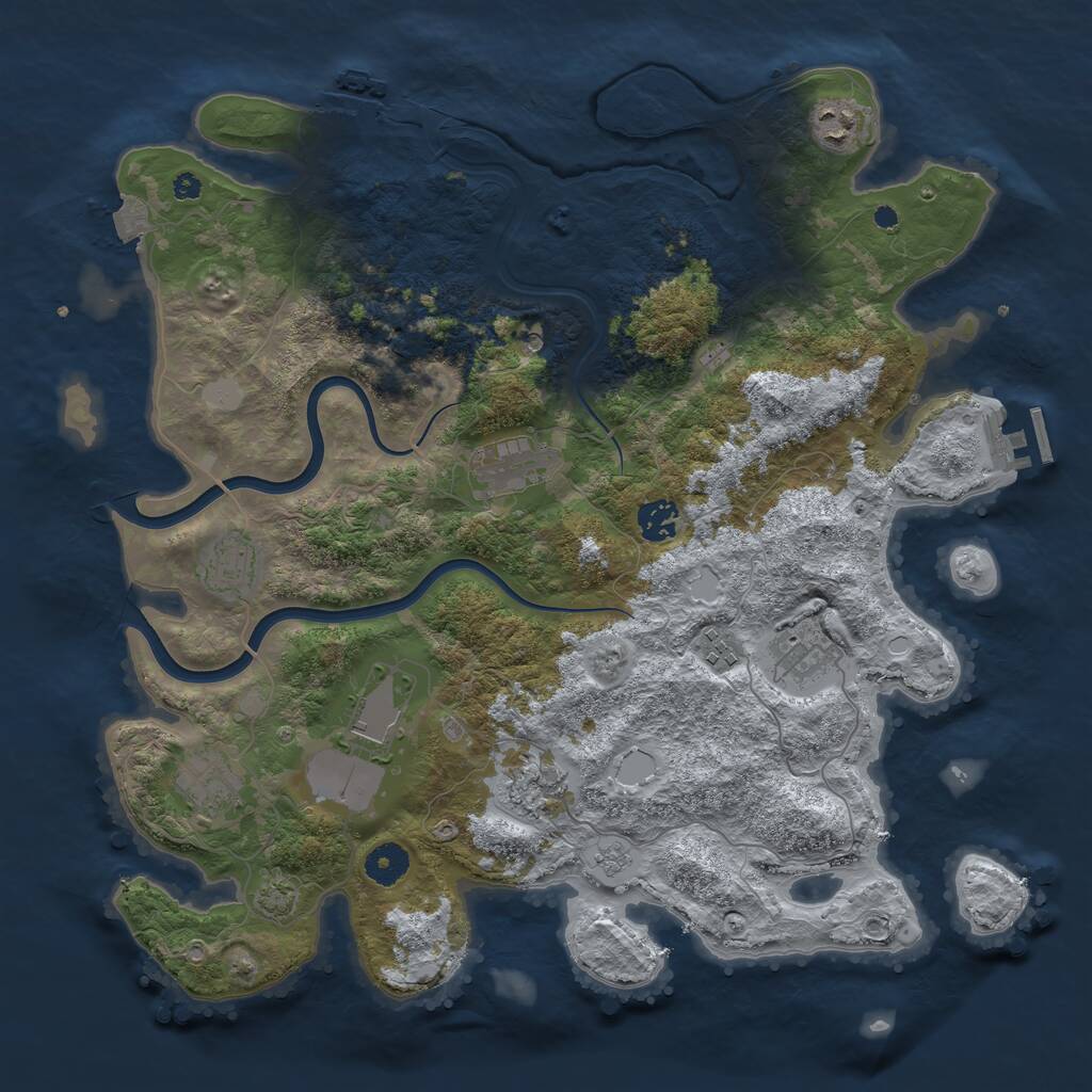 Rust Map: Procedural Map, Size: 3900, Seed: 45698, 15 Monuments