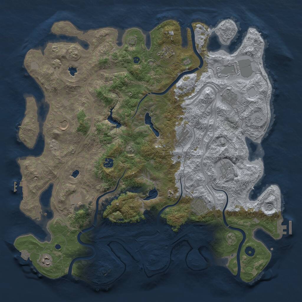 Rust Map: Procedural Map, Size: 4500, Seed: 500040207, 17 Monuments