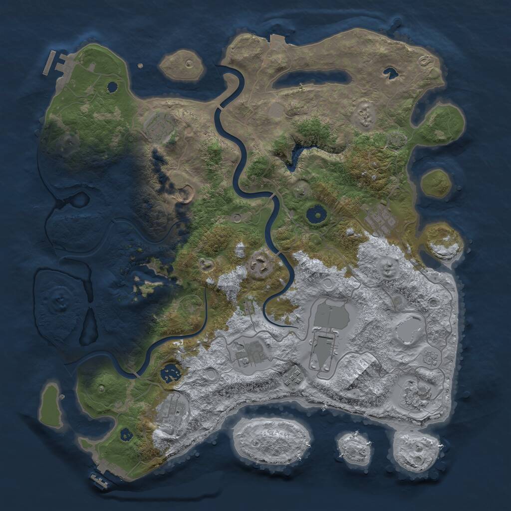 Rust Map: Procedural Map, Size: 4000, Seed: 1461721357, 16 Monuments