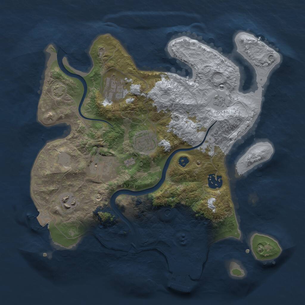 Rust Map: Procedural Map, Size: 3000, Seed: 53777, 10 Monuments