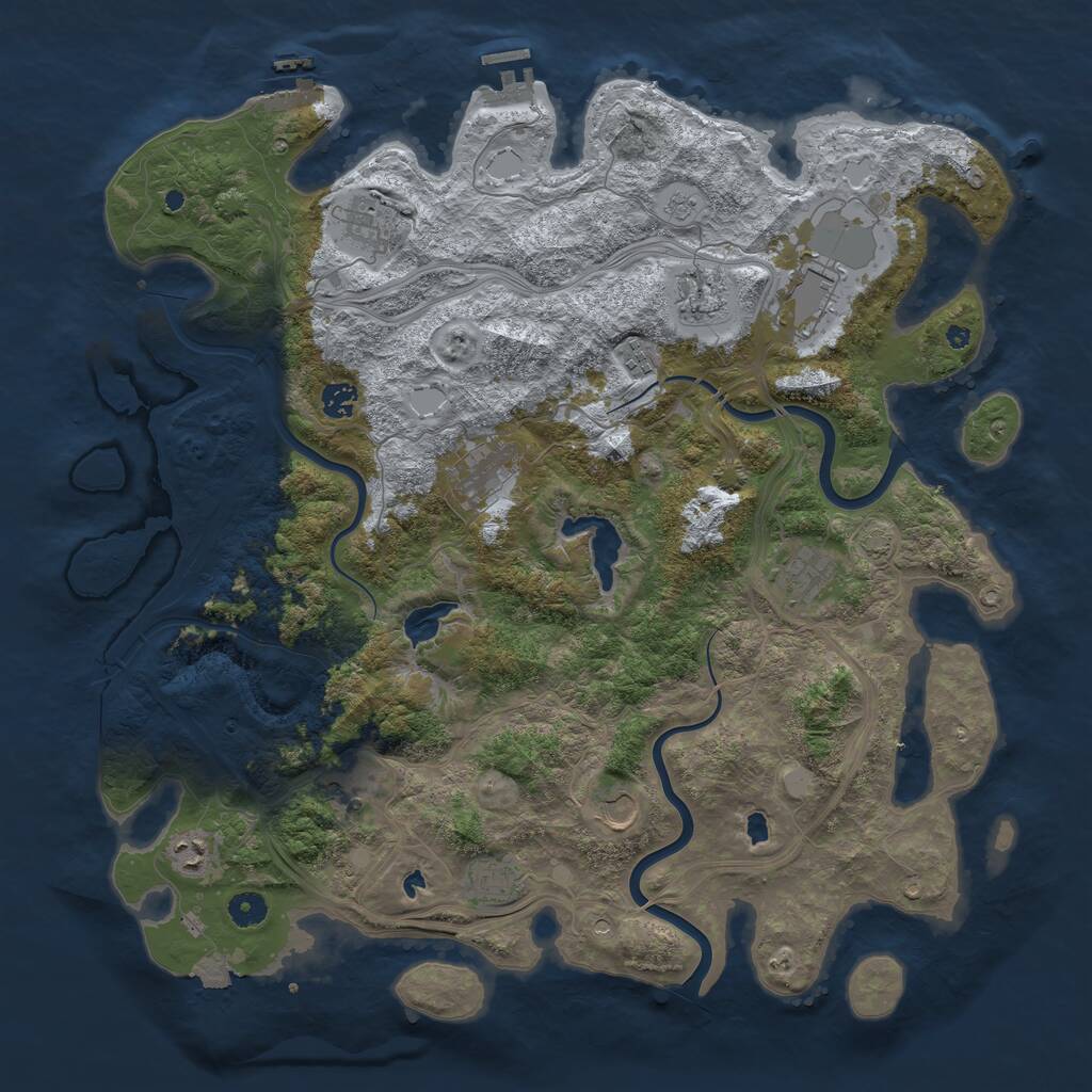 Rust Map: Procedural Map, Size: 4500, Seed: 1246536421, 17 Monuments