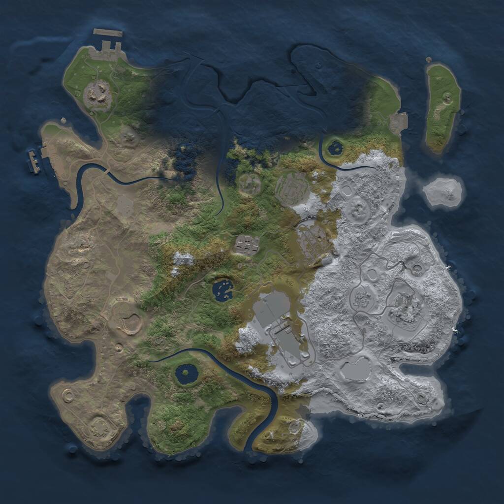 Rust Map: Procedural Map, Size: 3500, Seed: 991386313, 14 Monuments