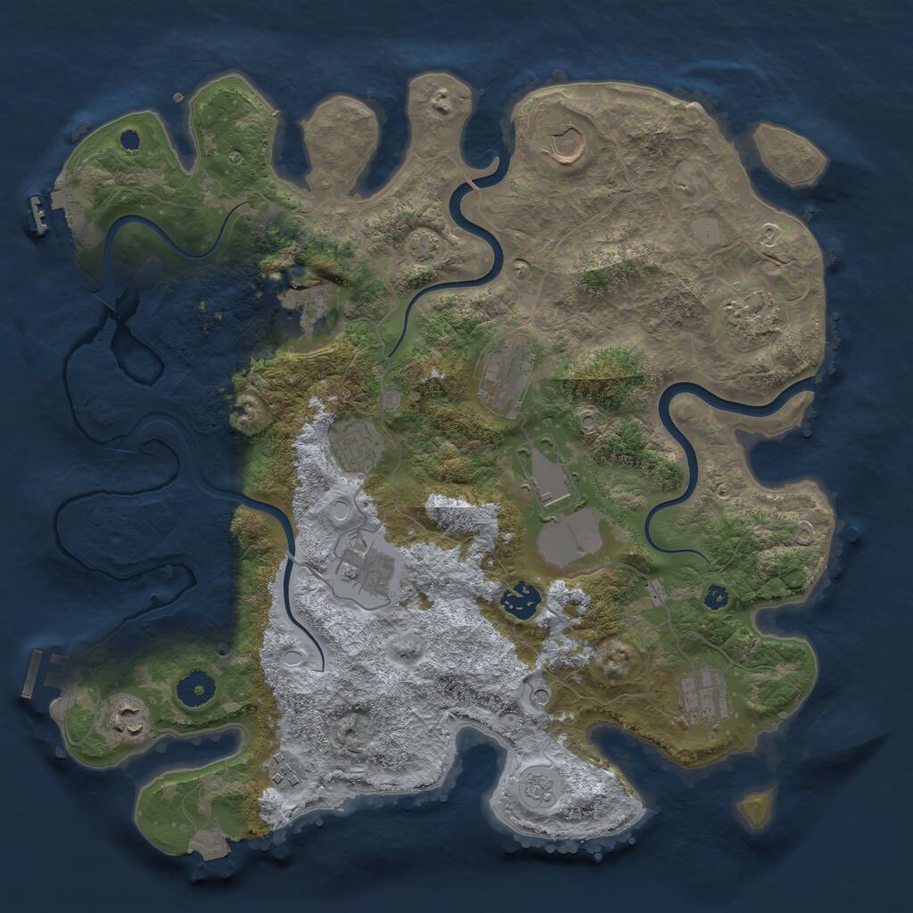 Rust Map: Procedural Map, Size: 3750, Seed: 574797, 17 Monuments