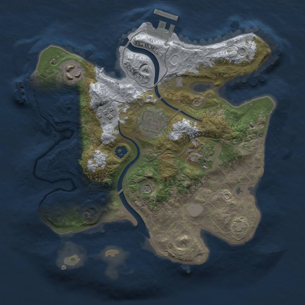 Rust Map: Procedural Map, Size: 2500, Seed: 5010010, 9 Monuments
