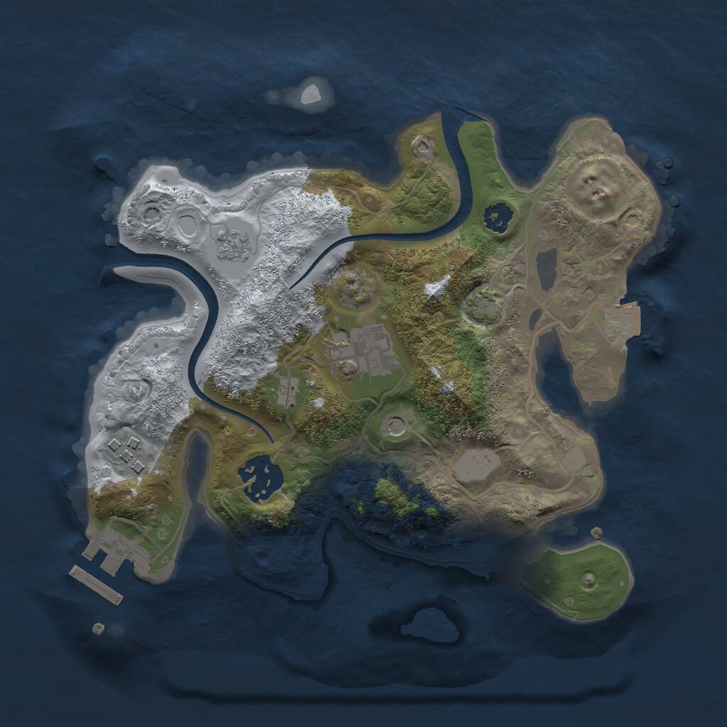 Rust Map: Procedural Map, Size: 2500, Seed: 5000010, 8 Monuments