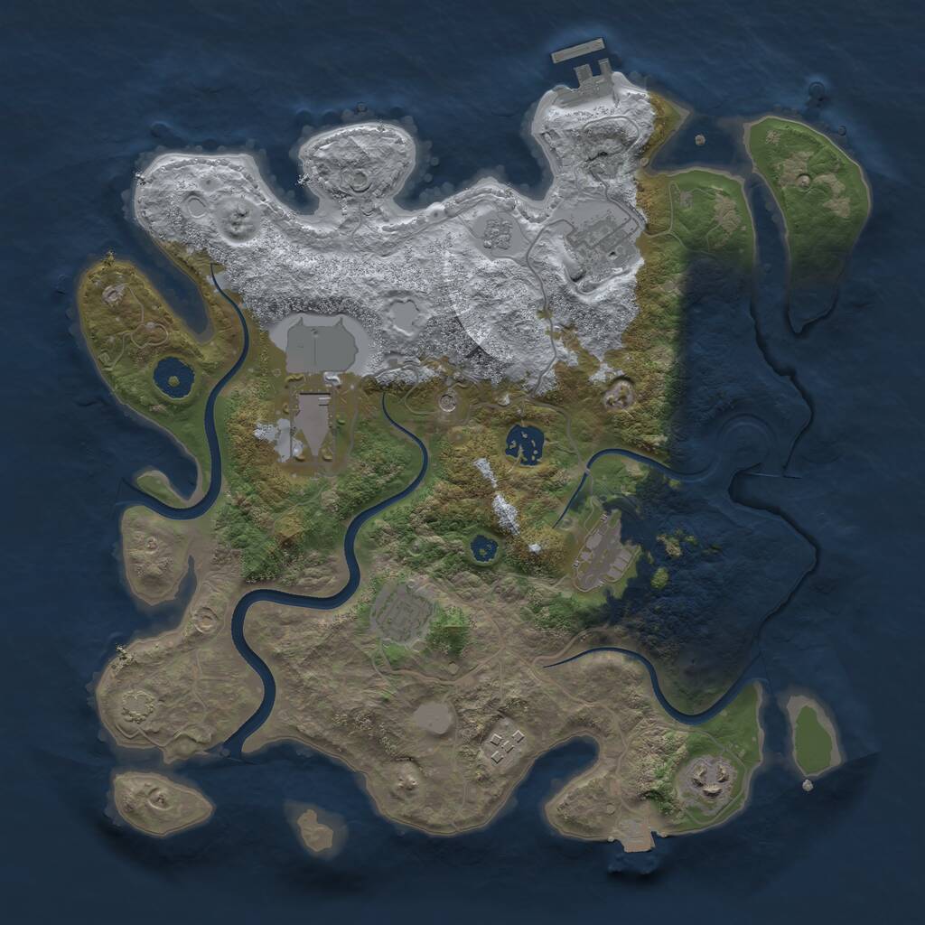 Rust Map: Procedural Map, Size: 3500, Seed: 888780841, 12 Monuments