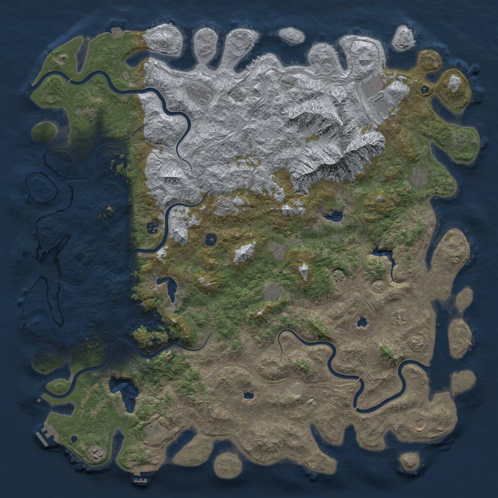 Rust Map: Procedural Map, Size: 6000, Seed: 998840039, 17 Monuments