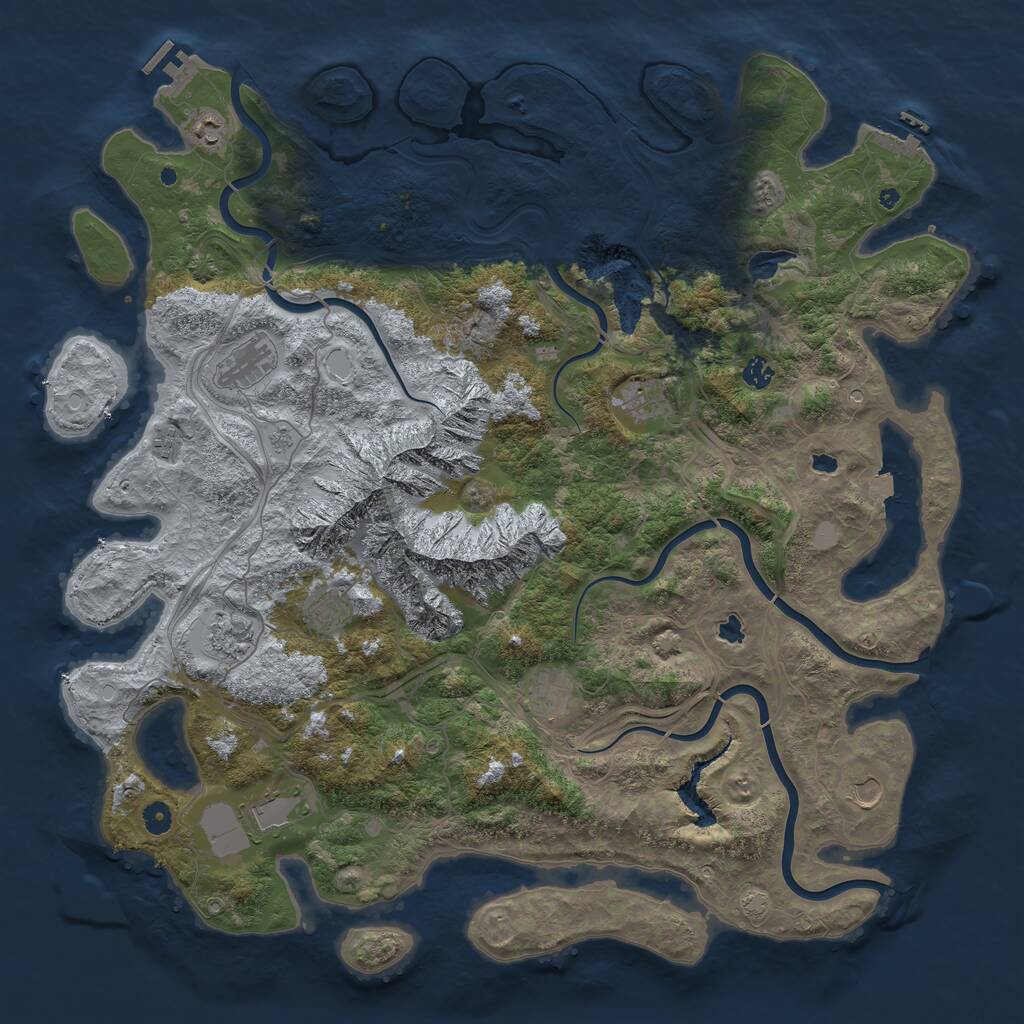 Rust Map: Procedural Map, Size: 5000, Seed: 801317831, 16 Monuments
