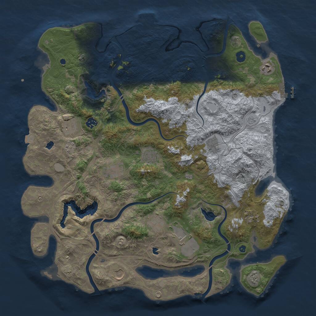 Rust Map: Procedural Map, Size: 4500, Seed: 1609850602, 17 Monuments